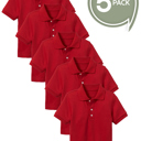 Red (5-Pack) 8 5-Pack School Uniform Tagless Polo Tshirt for Little Boys & Big Boys